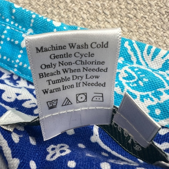 Coldwater Creek Shacket Jacket L Blue Teal Bandana Paisley Button Front Cotton - Picture 10 of 10